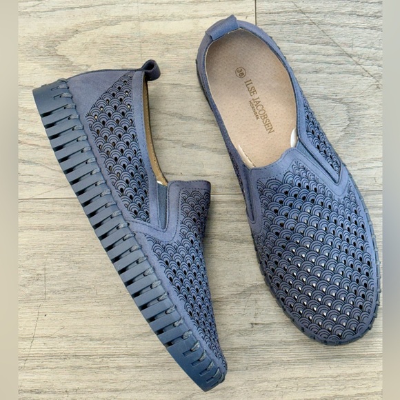 Blue Patterned Slip-On Loafers - Picture 1 of 5